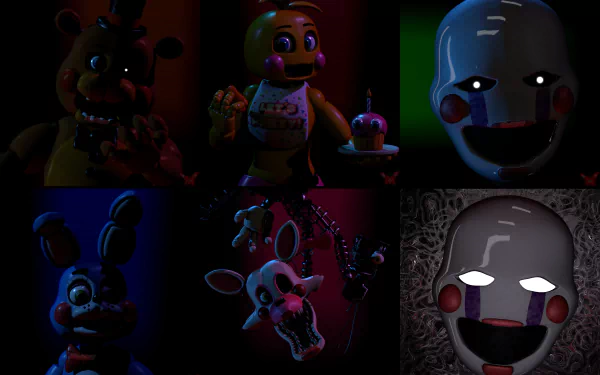 Toy Freddy from Five Nights at Freddy's 2, a puppet character from the video game, displayed in a HD desktop wallpaper.
