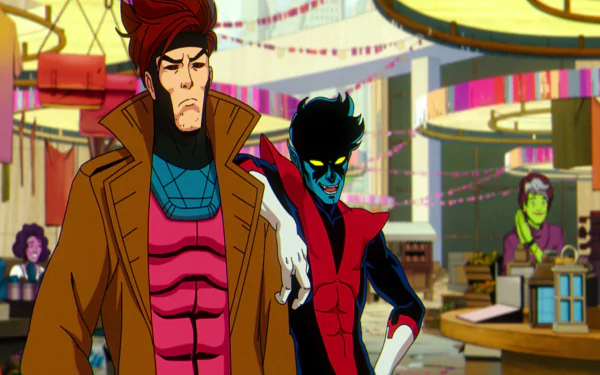 HD desktop wallpaper featuring Gambit and Nightcrawler from X-Men '97 TV Show.