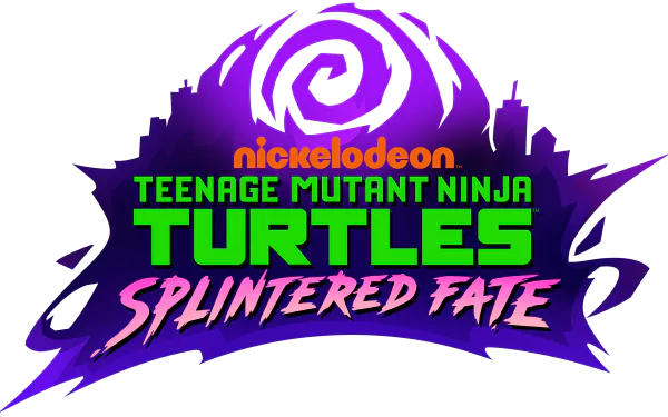 HD desktop wallpaper featuring the Teenage Mutant Ninja Turtles: Splintered Fate video game logo against a dynamic purple and green backdrop.