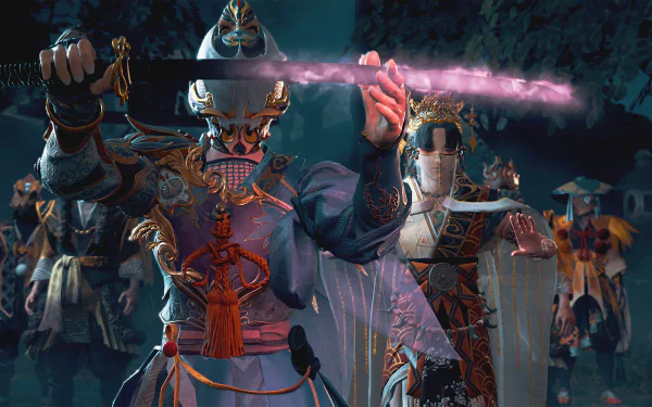 HD desktop wallpaper and background featuring the video game, Kunitsu-Gami: Path of the Goddess, presumably depicting intricate and captivating game art.