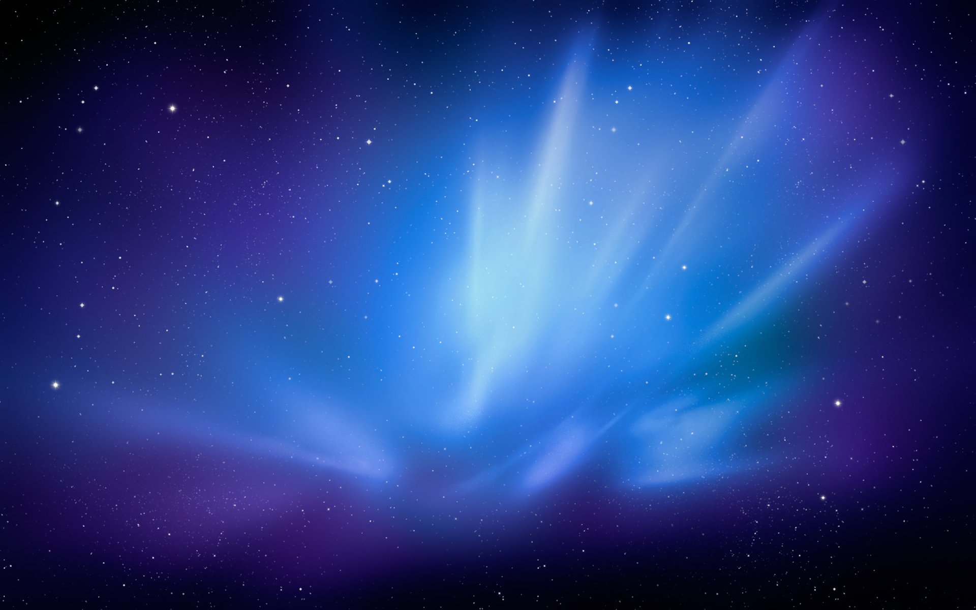 A vibrant HD wallpaper featuring a stunning aurora borealis against a starry night sky, designed for macOS by Apple Inc.