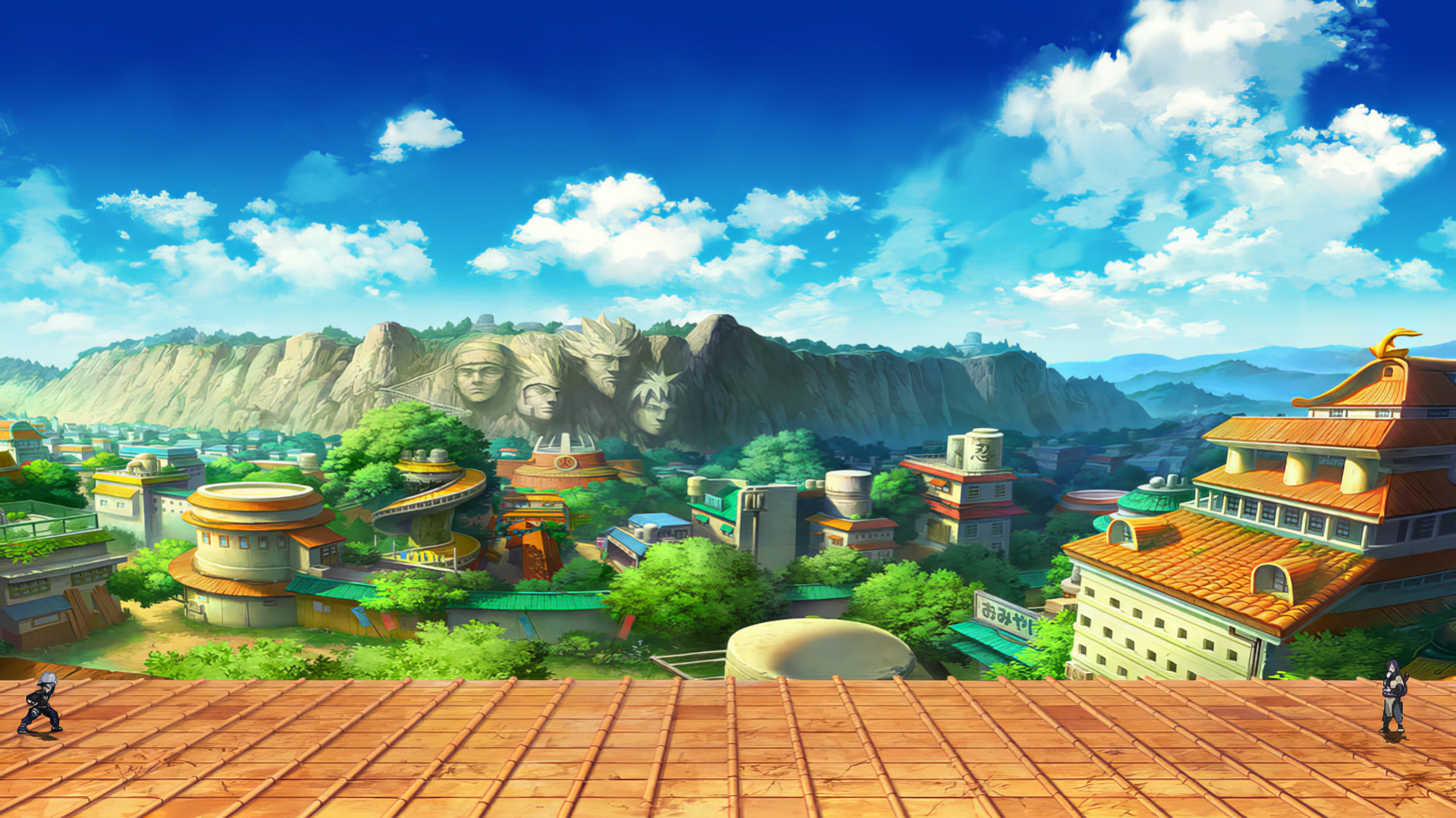 A stunning HD desktop wallpaper featuring characters from the anime Naruto, set against the backdrop of Konohagakure, capturing the vibrant essence of this beloved series.