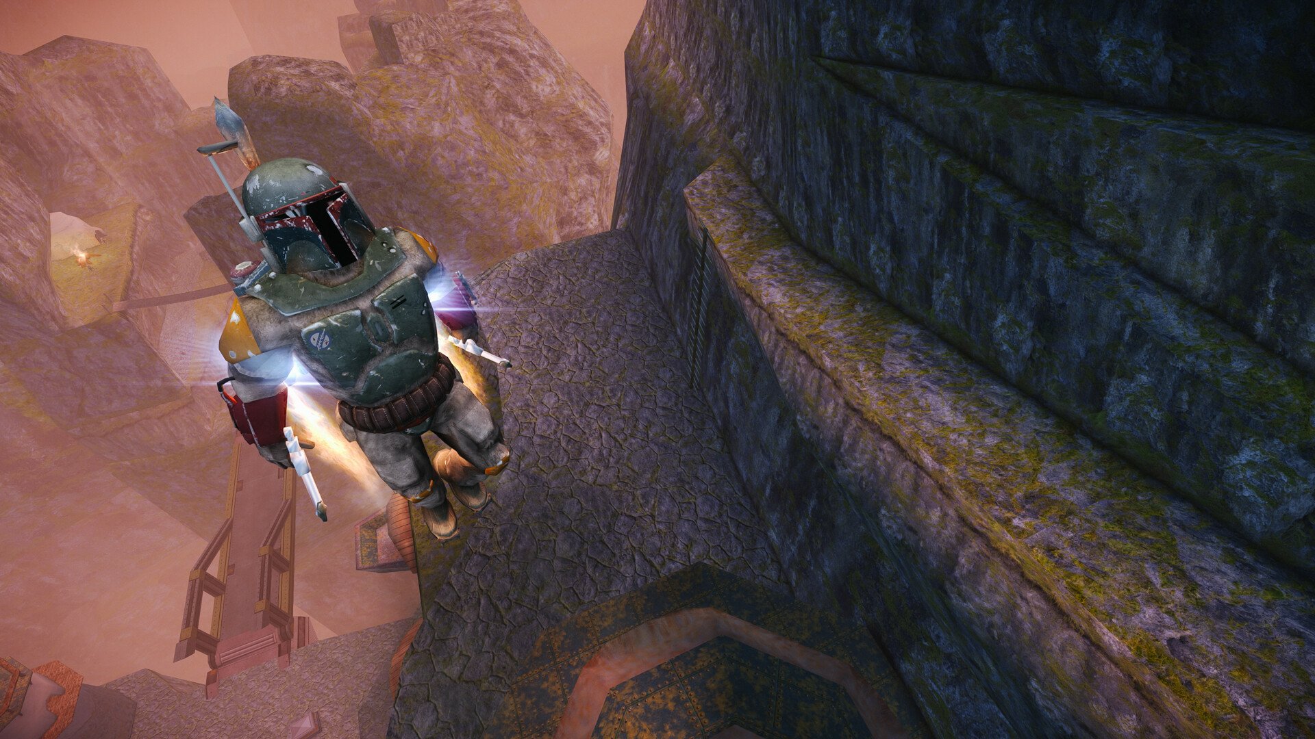 HD desktop wallpaper featuring imagery from the video game Star Wars: Bounty Hunter, evoking the adventurous spirit of the Star Wars universe.