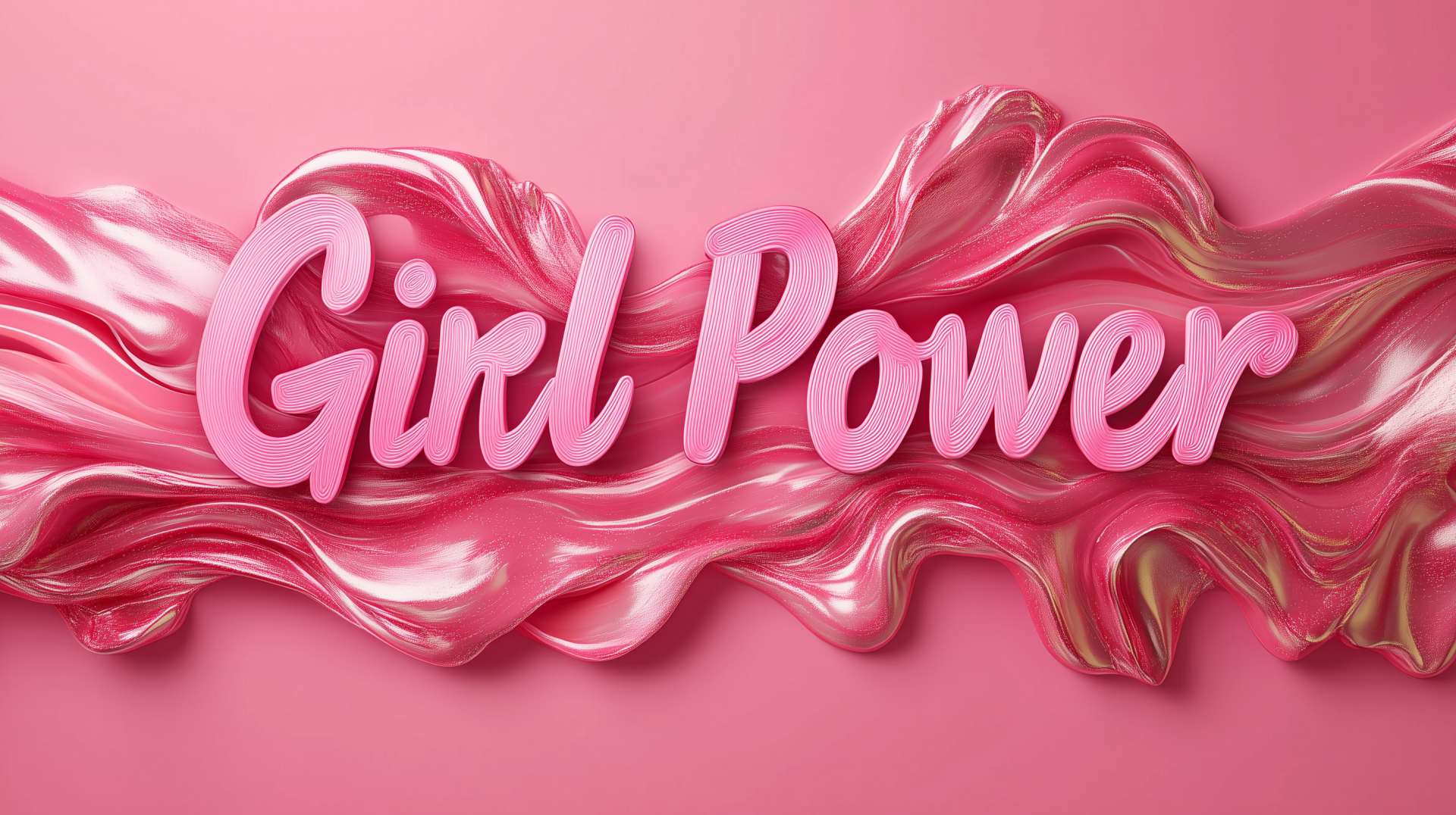 A vibrant HD wallpaper featuring bold pink waves and the empowering phrase Girl Power, celebrating femininity and strength in a visually striking design.