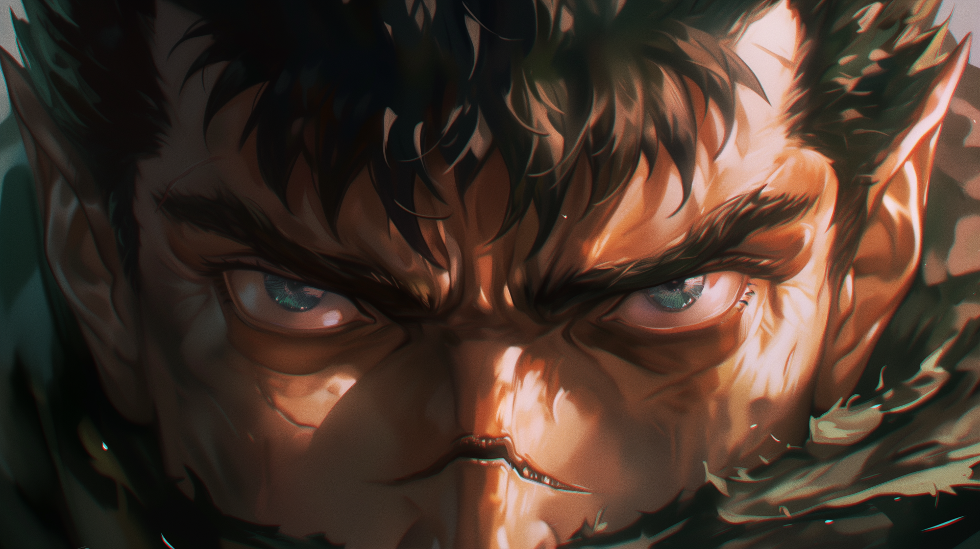HD desktop wallpaper featuring Guts, the iconic character from the anime Berserk. A striking background for fans of the series.