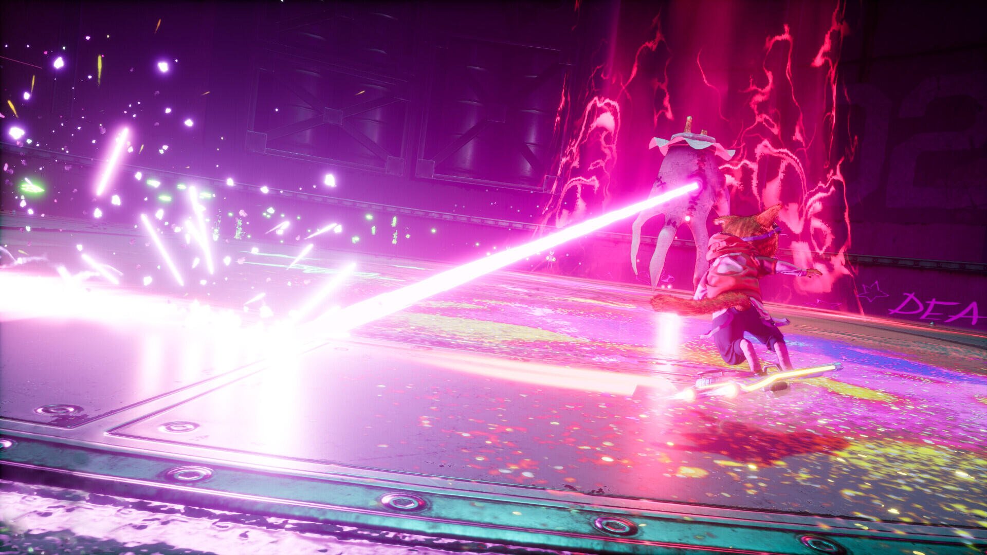 HD desktop wallpaper featuring characters and scenes from the video game Gori: Cuddly Carnage, showcasing vibrant visuals and engaging design elements.