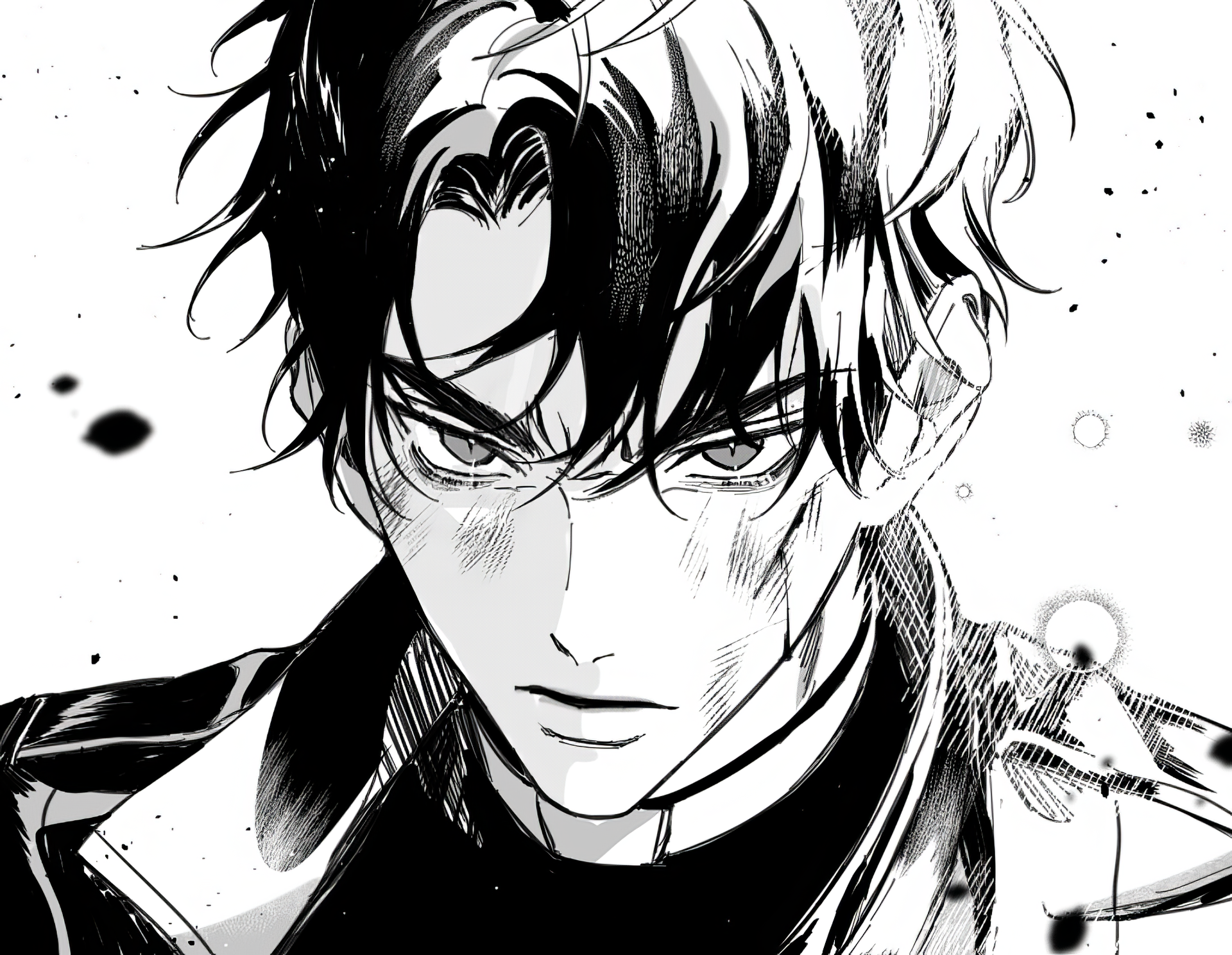 A striking HD wallpaper featuring Kim Dokja from the anime Omniscient Reader's Viewpoint, capturing a dramatic moment in a manga-inspired art style.