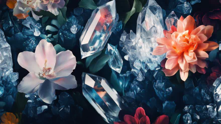 A vibrant HD wallpaper featuring a delicate flower with crystal-like accents in a preppy style, adding a fresh and elegant touch to any desktop background.