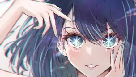 High-definition PC wallpaper featuring Akane Kurokawa from the anime Oshi no Ko, capturing her vibrant character and design in a visually striking composition.