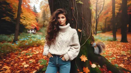 Autumn woman forest HD Desktop Wallpaper | Background Image