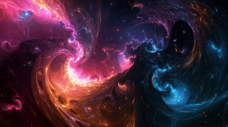 {{ An abstract design featuring vibrant swirls of purple, orange, and blue against a dark backdrop, creating a dynamic and colorful visual experience in 4K Ultra HD resolution. 