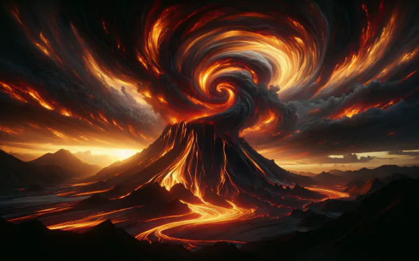 A stunning HD desktop wallpaper featuring a dramatic eruption scene, showcasing nature's power and beauty for an eye-catching background.