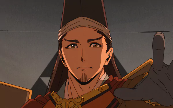 A captivating HD desktop wallpaper from the anime The Elusive Samurai, featuring a character reaching out with a confident expression and intricate details in his attire.