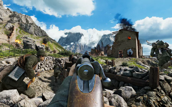 HD desktop wallpaper featuring elements from the video game Isonzo, showcasing a dramatic and immersive landscape.