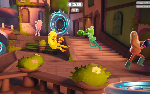 Vibrant HD desktop wallpaper for Bare Butt Boxing, featuring playful characters engaged in a whimsical fight in a colorful, cartoon-like setting.