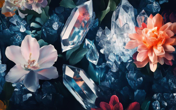 A vibrant HD wallpaper featuring a delicate flower with crystal-like accents in a preppy style, adding a fresh and elegant touch to any desktop background.