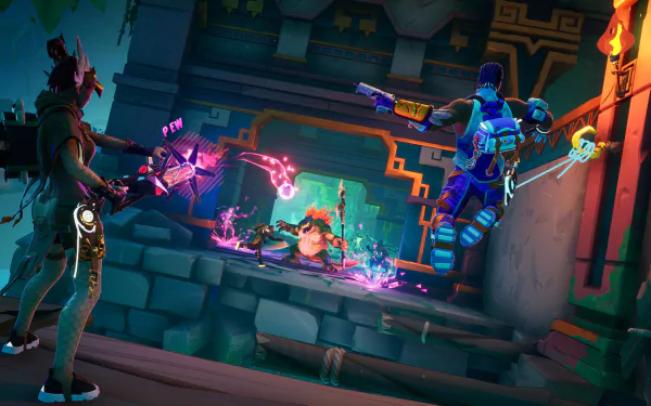 HD desktop wallpaper featuring artwork from the video game Hawked, showcasing vibrant visuals and dynamic elements that capture the essence of the game.