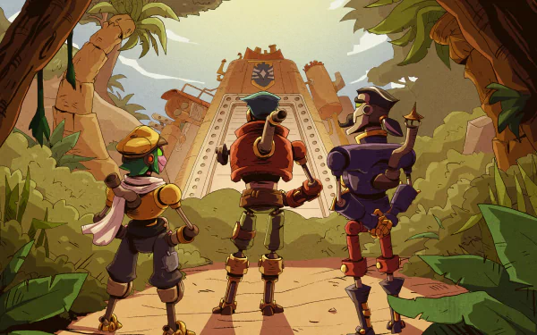 A vibrant HD desktop wallpaper featuring a robot from SteamWorld Heist II, showcasing the game's unique art style and engaging characters in a captivating setting.