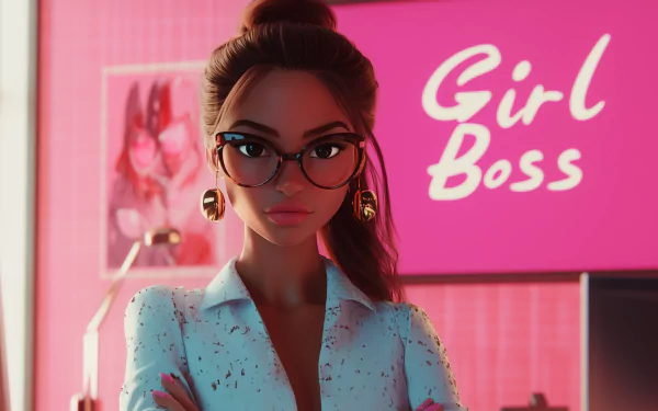 A confident woman embodies the essence of a girl boss, serving as an inspiring HD desktop wallpaper and background that motivates and empowers.