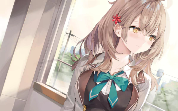 Anime girl Maria Mikhailovna Kujou (Alya Sometimes Hides Her Feelings in Russian) gazes from a sunlit classroom window — HD PC desktop wallpaper background.