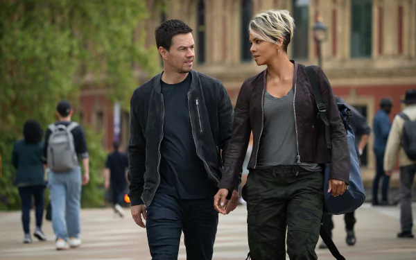 HD desktop wallpaper from the movie The Union (2024) featuring Mark Wahlberg and Halle Berry, showcasing an engaging cinematic background.