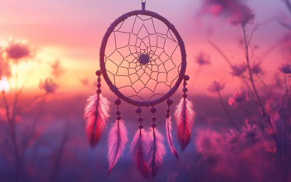 A captivating dreamcatcher design, showcasing intricate details, forms a stunning HD desktop wallpaper and background that enhances your digital space with a touch of cultural beauty.