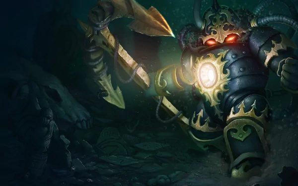 HD desktop wallpaper featuring Nautilus from League of Legends, showcasing the character's iconic design and vibrant colors in a dynamic video game setting.