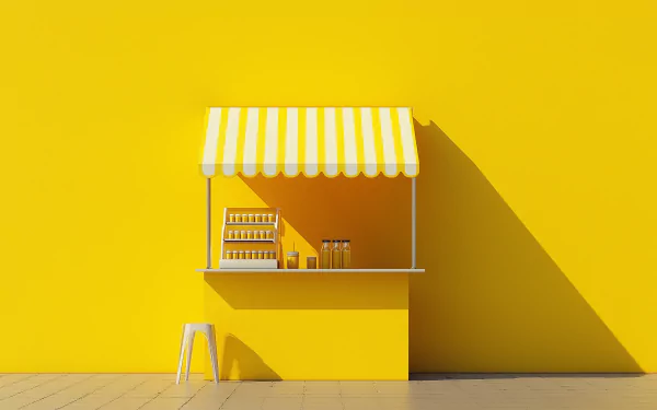 A bright and cheerful lemonade stand set against a sunny backdrop, capturing the essence of summer. This vibrant image serves as an engaging HD desktop wallpaper and background.