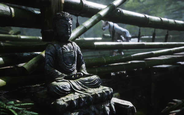 HD desktop wallpaper featuring artwork from the video game Black Myth: Wukong, showcasing vibrant imagery inspired by Chinese mythology and the legendary Monkey King.