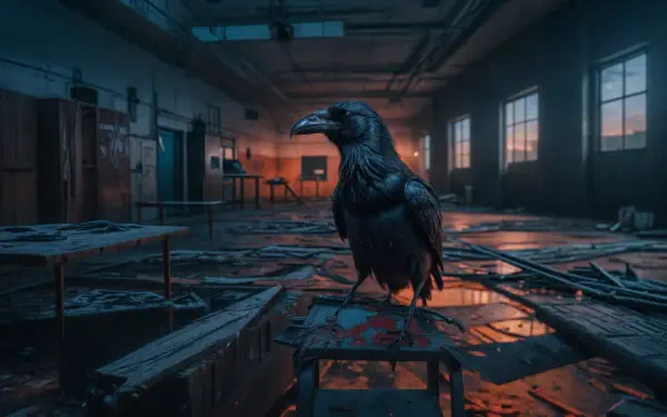  Crow in an abandoned hospital
