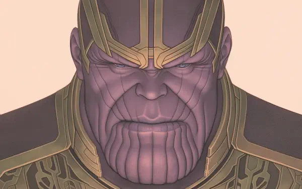 Close-up of Thanos from a comic, showcasing his distinctive features and armor. This HD image serves as a dynamic desktop wallpaper and background.