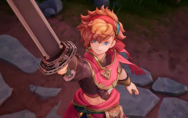 HD desktop wallpaper featuring a knight from the video game Visions of Mana, capturing the essence of adventure and fantasy in a striking design.