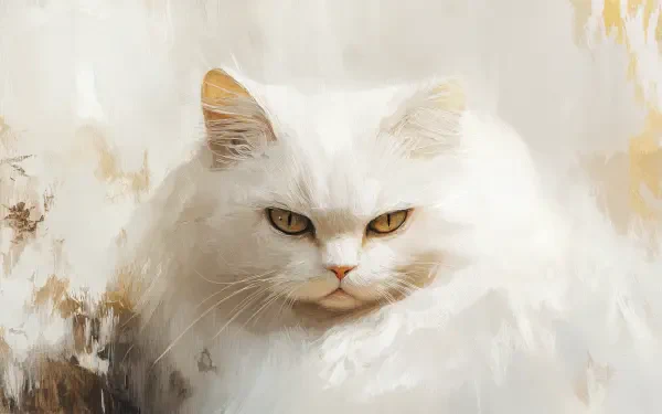 A beautiful Persian cat with a fluffy white coat and striking eyes is featured in this stunning 4K Ultra HD desktop wallpaper and background.
