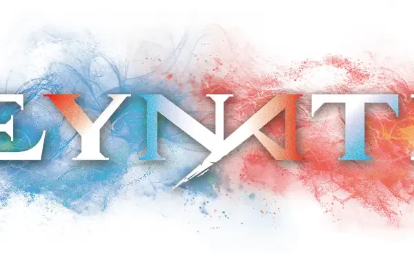 A vibrant HD PC desktop wallpaper featuring the title Reynatis with a dynamic blend of blue and red splashes, capturing the essence of an engaging video game.