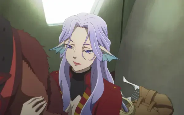 An enchanting anime scene from Bye Bye Earth, featuring a character with lavender hair and unique features, captured in rich detail for an HD desktop wallpaper.