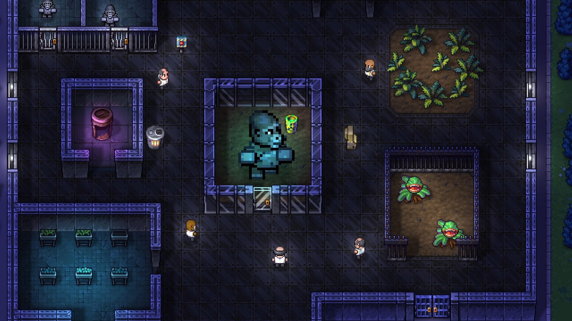 An HD desktop wallpaper featuring a scene from Streets of Rogue 2, showcasing a vibrant, top-down view of characters and environments in a dynamic, pixelated setting.