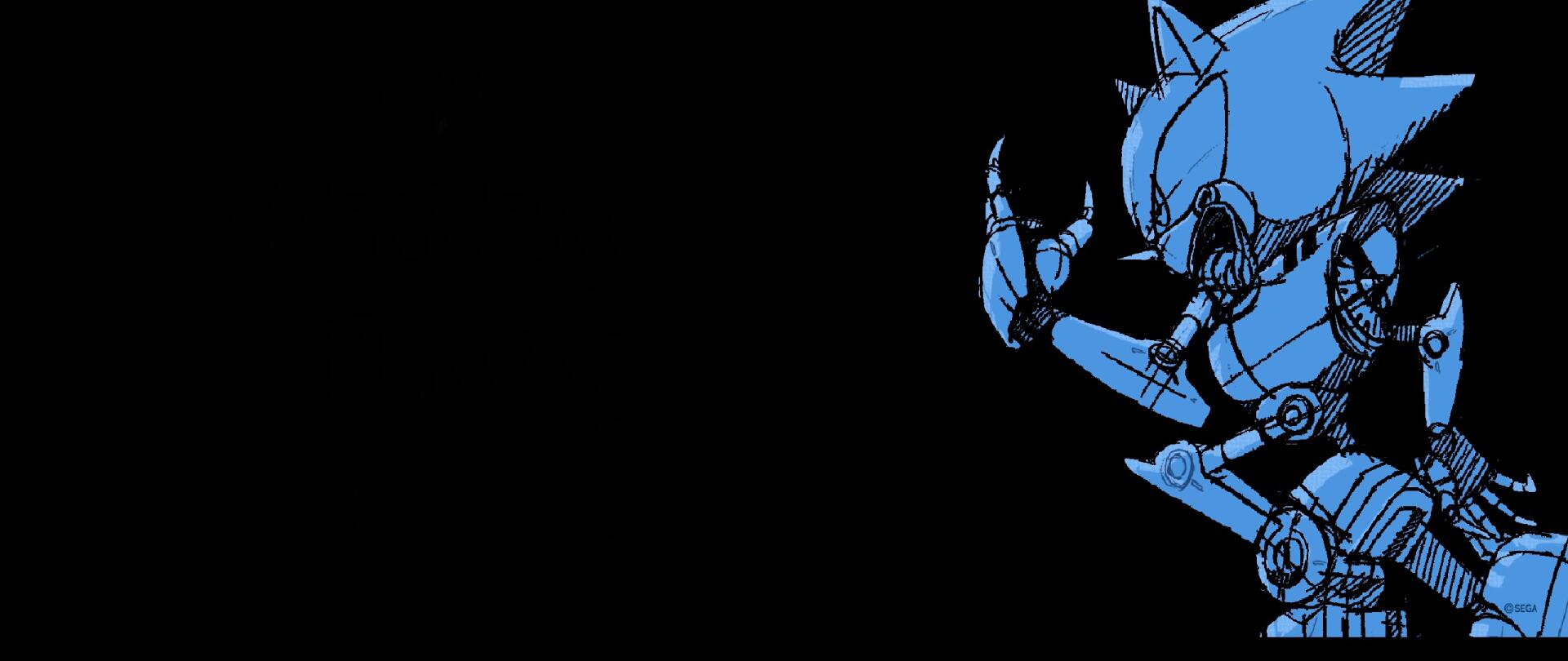 HD PC desktop wallpaper featuring a blue-toned Metal Sonic from the Sonic the Hedgehog series against a black background.