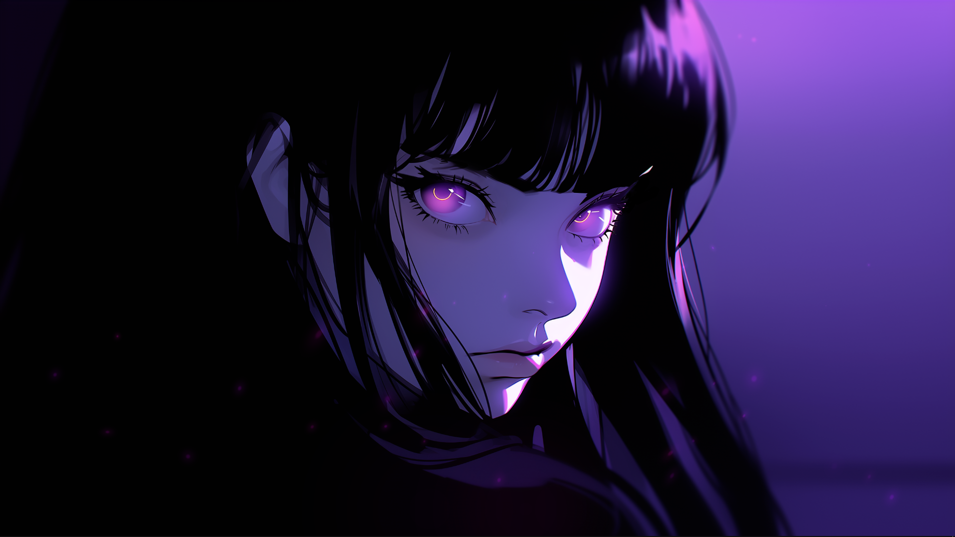 Mystic Gaze HD Purple Eyed Anime Elegance 1920x1080 Wallpaper Abyss