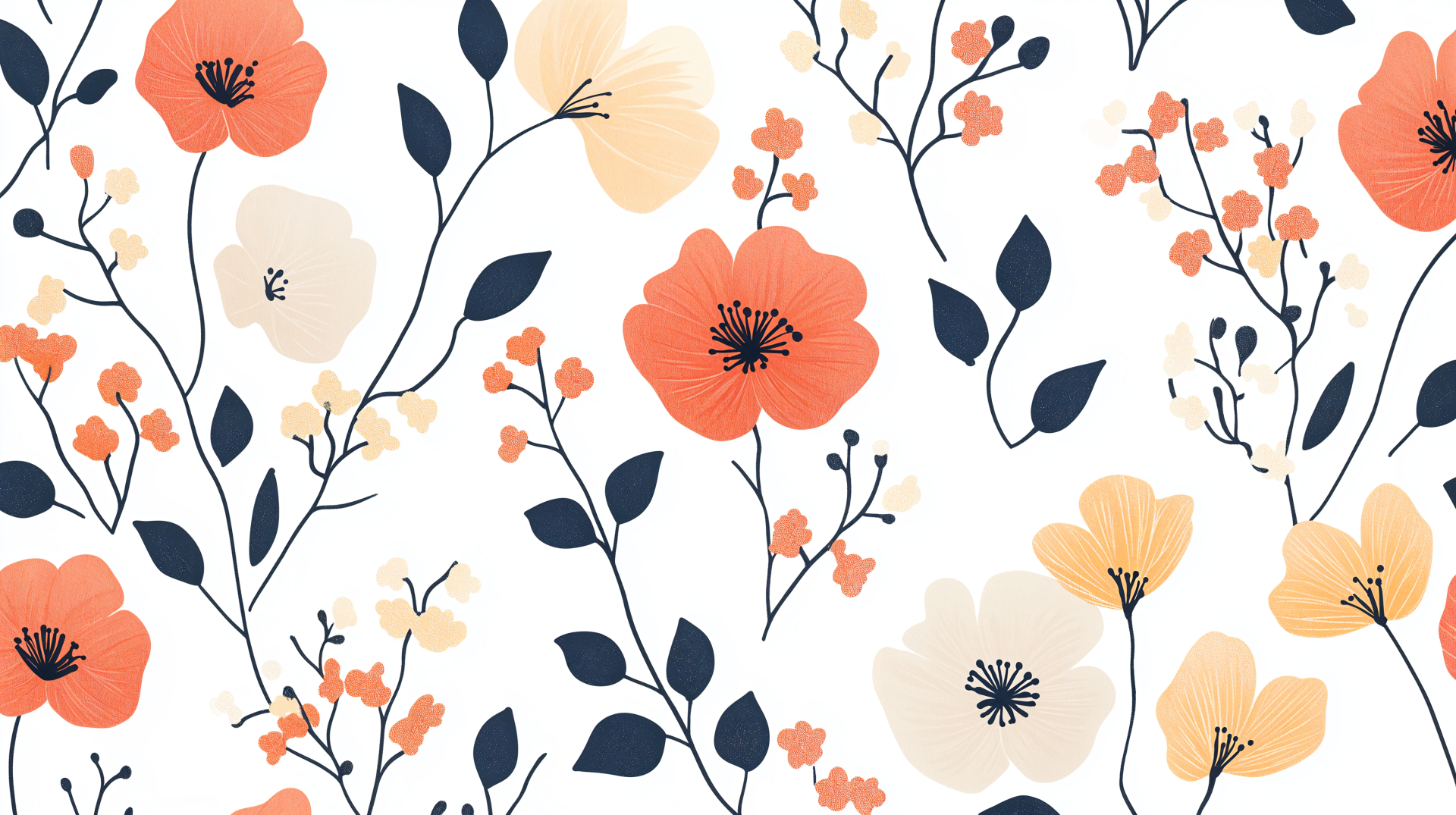 Floral pattern featuring vibrant flowers and leaves against a light background, designed as a 4K Ultra HD desktop wallpaper and background.