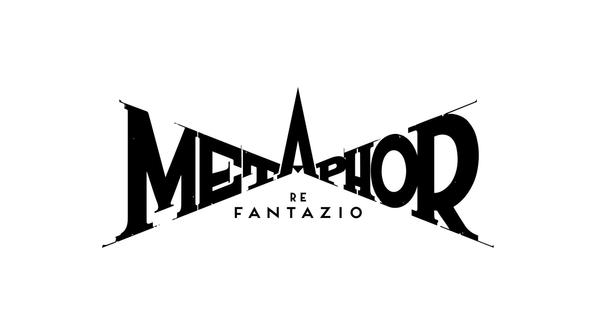 HD PC desktop wallpaper featuring the Metaphor: ReFantazio video game logo in bold black stylized text on a white background.