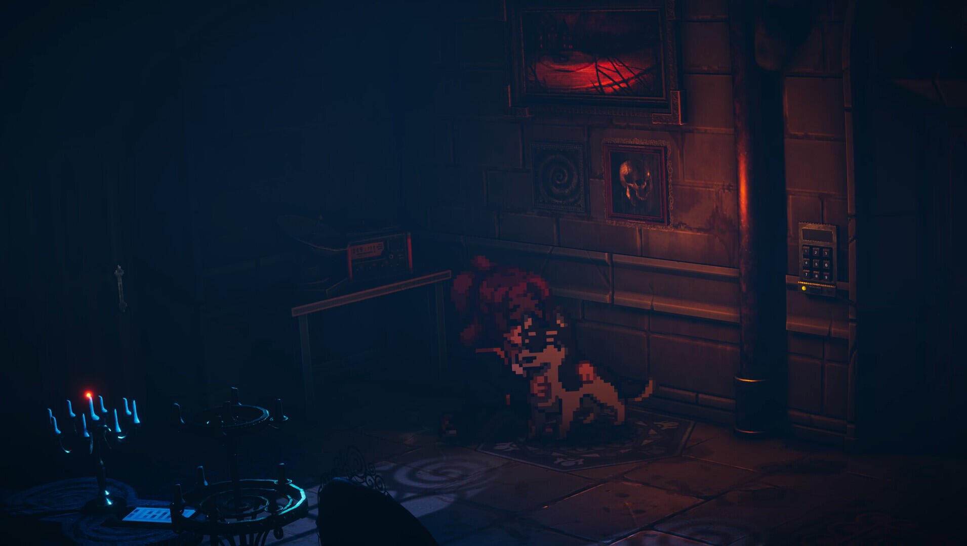 HD wallpaper from the video game Enigma of Fear, featuring a dimly lit scene with eerie decor and atmospheric lighting, evoking a sense of suspense and intrigue.