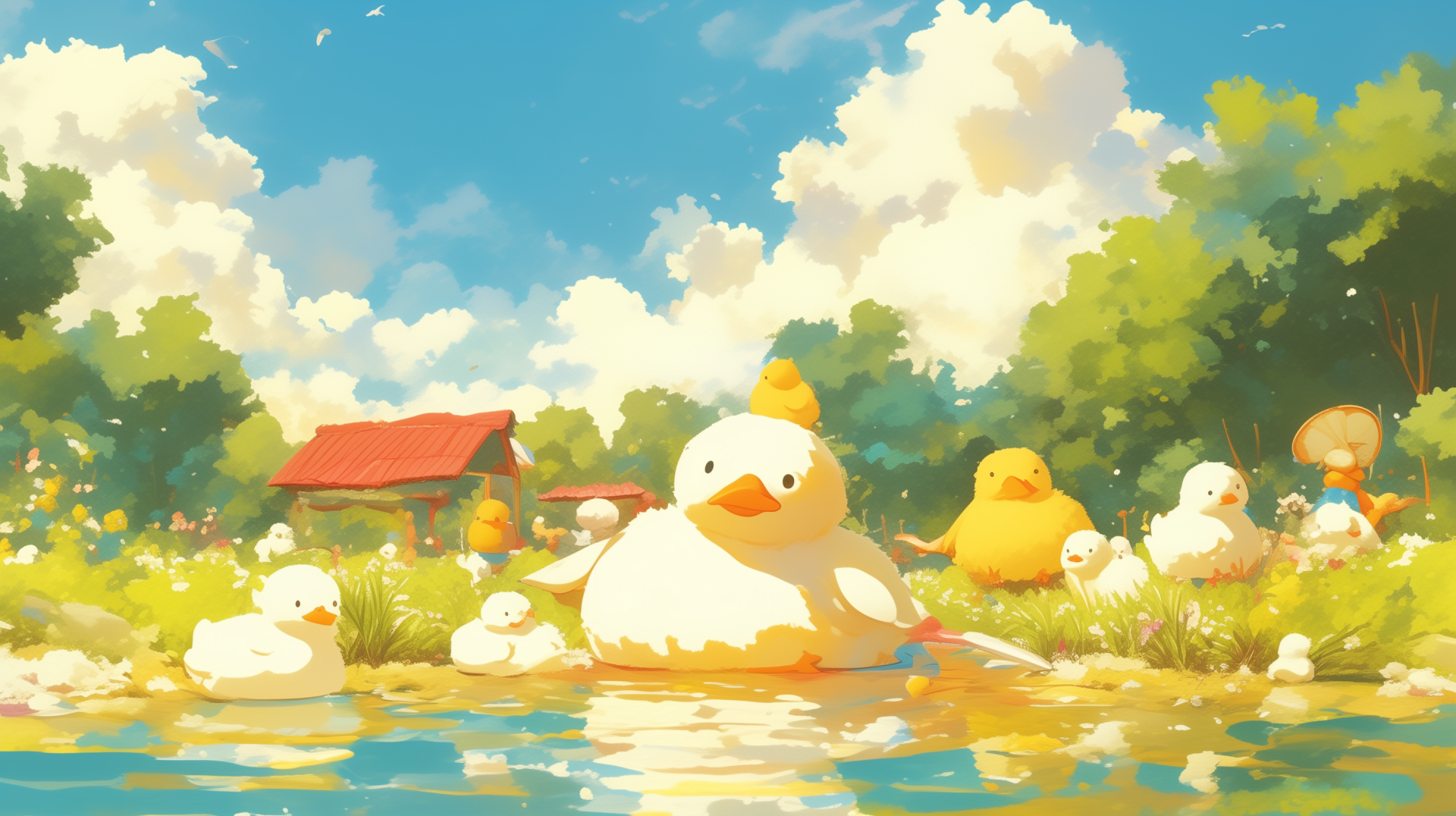 Charming Duck Haven: An HD Wallpaper Experience by patrika