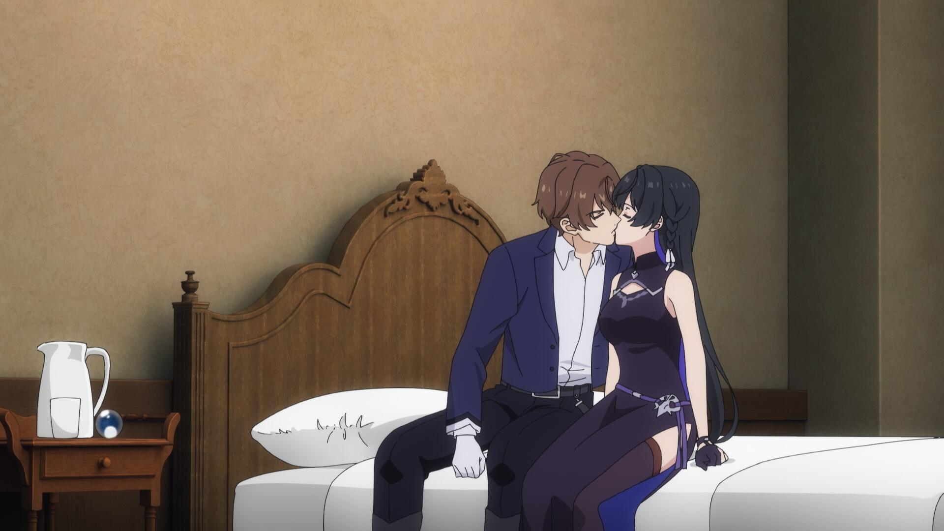 A romantic moment between two characters in Unnamed Memory, set against the backdrop of a cozy bedroom, captures the essence of this HD anime wallpaper.