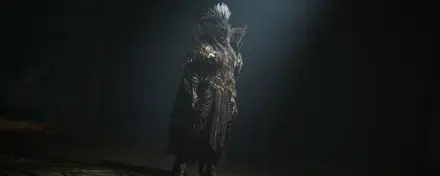 A powerful character stands in shadow, adorned in intricate armor, from the video game Throne and Liberty. This HD PC desktop wallpaper captures a striking fantasy scene.