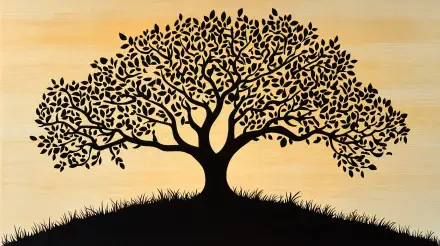 A striking silhouette of a tree against a warm, soft background, this 4K Ultra HD image serves as a captivating desktop wallpaper and background.