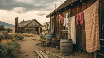 Rustic wooden houses laundry desert landscape vintage HD Desktop Wallpaper | Background Image