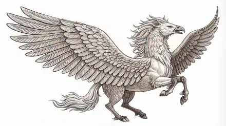 A detailed illustration of a hippogriff, showcasing its majestic wings and powerful stance. A stunning 4K Ultra HD wallpaper for any PC desktop.