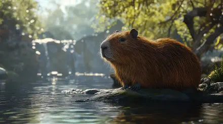 Animal capybara Wildlife nature river HD Desktop Wallpaper | Background Image