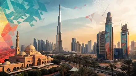 Stunning 4K Ultra HD wallpaper showcasing Dubai's skyline, featuring the iconic Burj Khalifa, modern architecture, and vibrant colors against a clear sky.