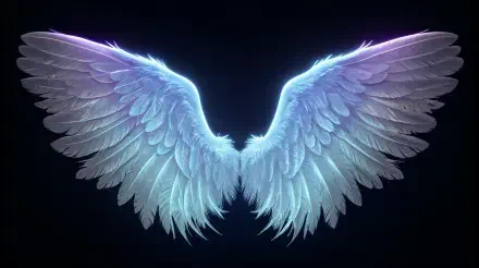 A stunning 4K Ultra HD wallpaper featuring ethereal angel wings, beautifully illuminated against a dark background, adding a mystical touch to any desktop.